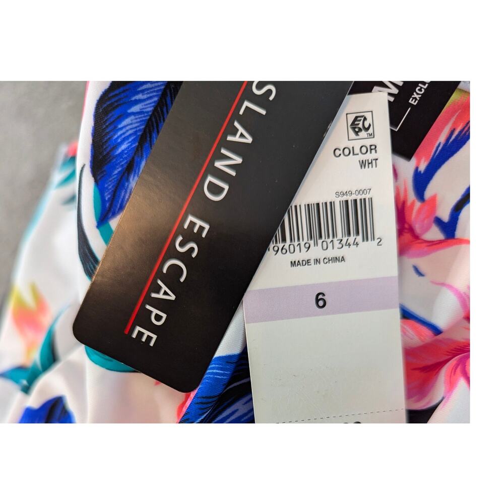 Island Escape Floral Tankini Swim Top Pink Blue White Underwire Bathing Suit - Picture 5 of 7